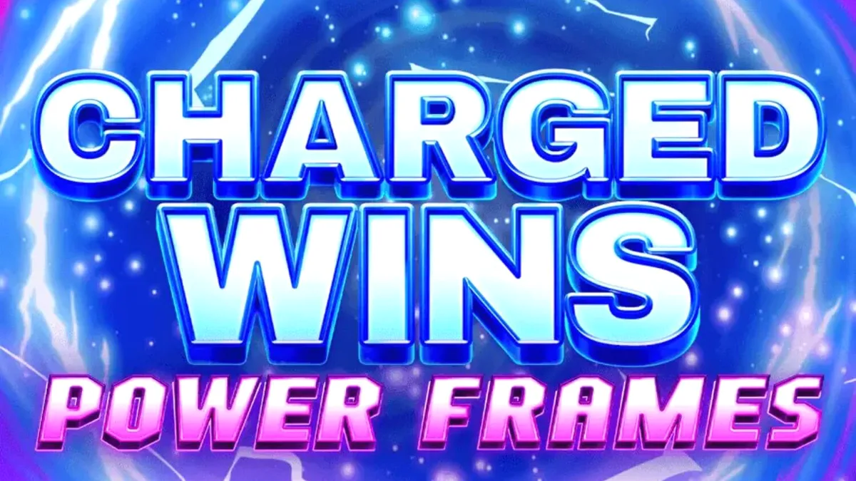 Interface vibrante e neon do slot Charged Wins: Power Frames