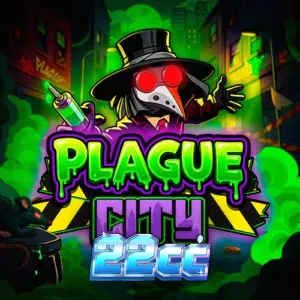 Interface do jogo de slot Plague City com estética de horror urbano